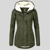 Sandra – Long waterproof winter jacket with hood for women