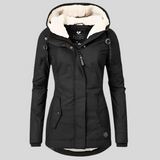 Sandra – Long waterproof winter jacket with hood for women