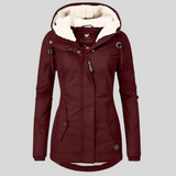 Sandra – Long waterproof winter jacket with hood for women