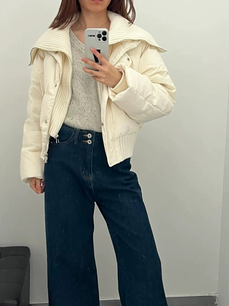 Sofia – Women's puffer jacket with zip fastening, high collar and oversized fit